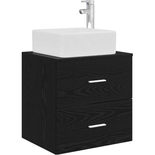vidaXL Umivalnik s pritrditev na steno Črni hrast 53 x 34,5 x 63 cm, (5000245077) Cene