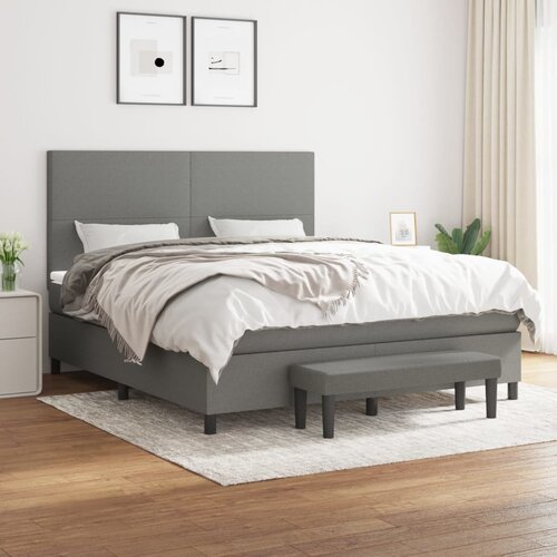 VidaXL Okvir kreveta s oprugama i madrac svjetlosivi 160x200cm tkanina Slike