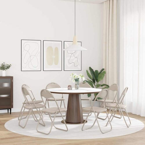  Sklopiva stolica 8 pcs Pijesak 48 x 43,5 x 81 cm Lažna koža Slike