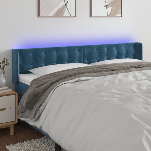 vidaXL LED posteljno vzglavje temno modro 183x16x78/88 cm žamet Cene
