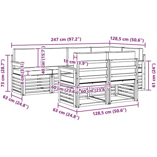  Set vanjskih sofa 7 kom. Bijela i svjetlosiva Poliester 247 x 128,5 x 73 cm Slike