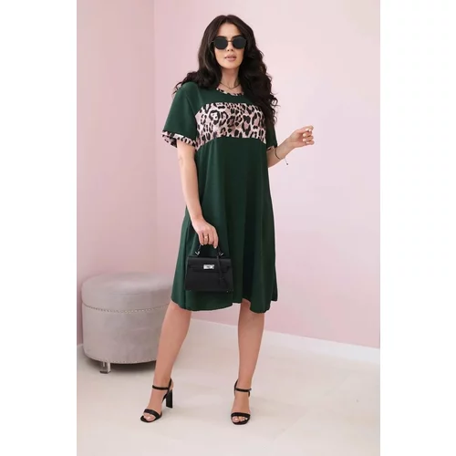 Kesi Dark green dress with leopard print