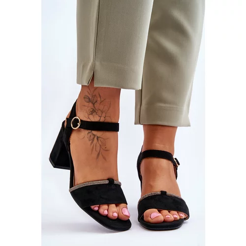 Kesi Women's Suede Sandals Low Heel Black Loredo