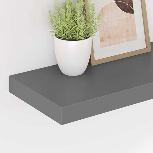  Plutajuća zidna polica visoki sjaj siva 50 x 23 x 3,8 cm MDF Slike