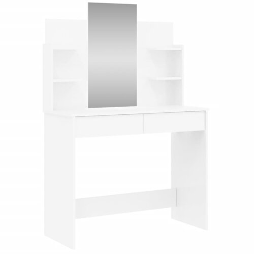 vidaXL Toaletna mizica z ogledalom visok sijaj bela 96x39x142 cm, (20909581) Cene