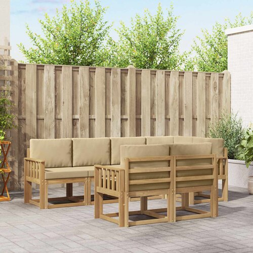  Set vanjskih sofa 7 kom. Bijela i bež Poliester Smeđa 247 x 128,5 x 73 cm Slike