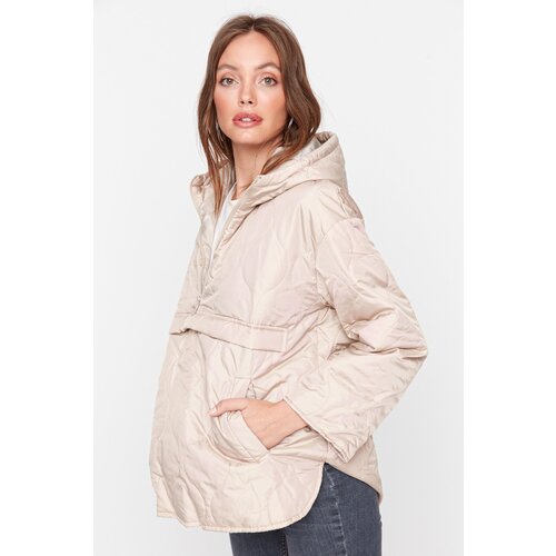 Trendyol Beige Hooded Oversize Kangaroo Down Jacket Cene