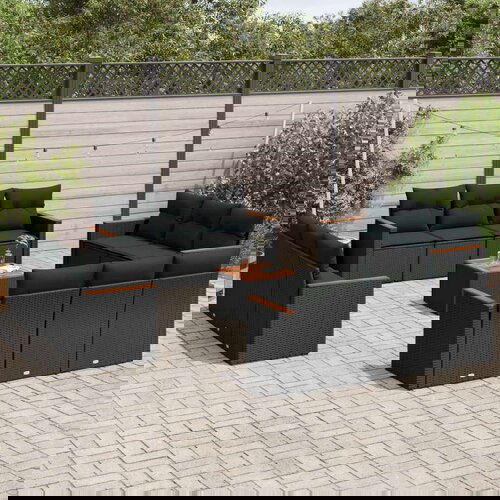  13-dijelni set vrtnih sofa s jastucima poliratan crni Cijene