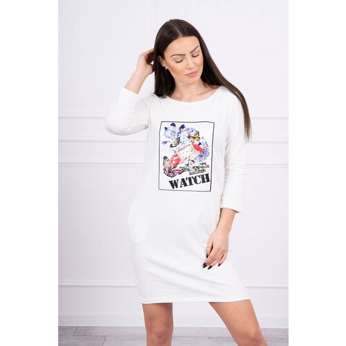 Kesi Dress with graphics 3D Watch ecru Slike