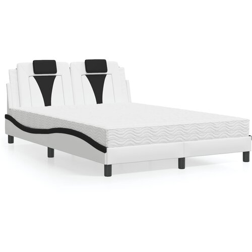 VidaXL Krevet s madracem bijeli i crni 140 x 190 cm od umjetne kože Slike