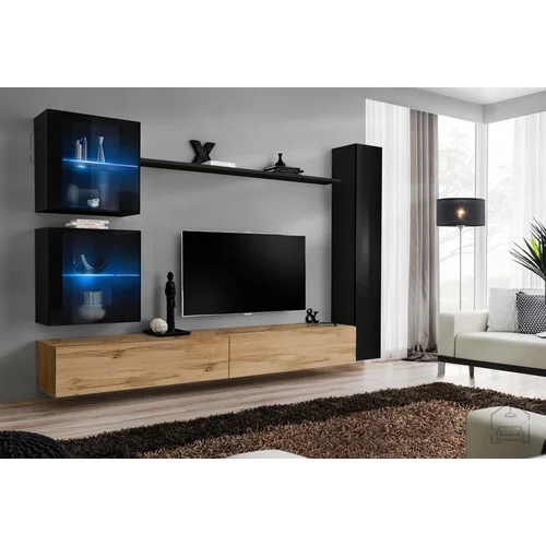 ASM Meble Dnevni TV regal Switch XVIII 280 cm LED - črn/votan