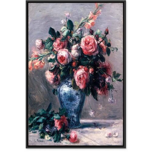  Slika - Pierre-Auguste Renoir &amp;ndash; Vase of Roses 40x60 U crnom drvenom okviru Slike
