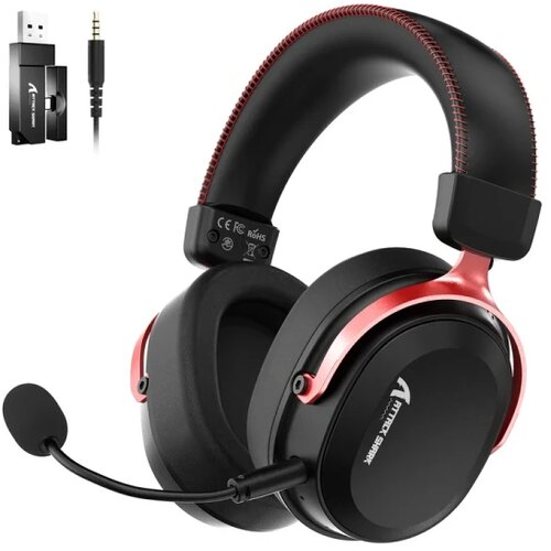 Attack Shark bežične gaming slu&amp;scaron;alice L30PRO 50mm/7.1 Surround/TriMode/Aluminium/1100mAh/Black red Slike