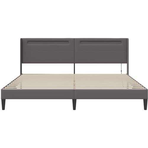 Krevetna konstrukcija Siva 180 x 200 cm Umjetna koža Slike