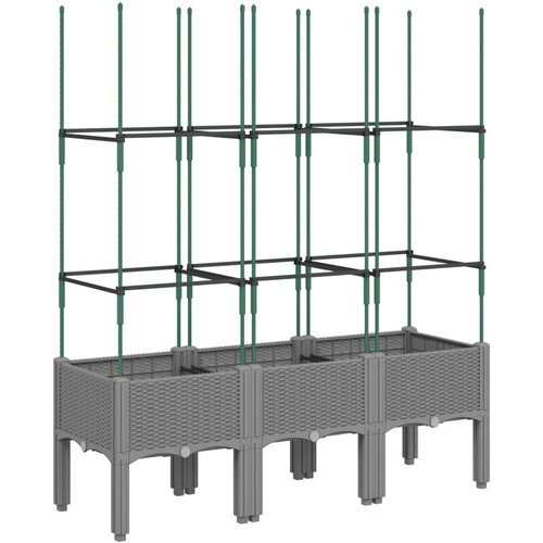 Maison Chic Cvetlično korito - Cvetlični Lonec z oporno mrežo svetlo sivo 120x40x142,5 cm PP, (21788911) Slike
