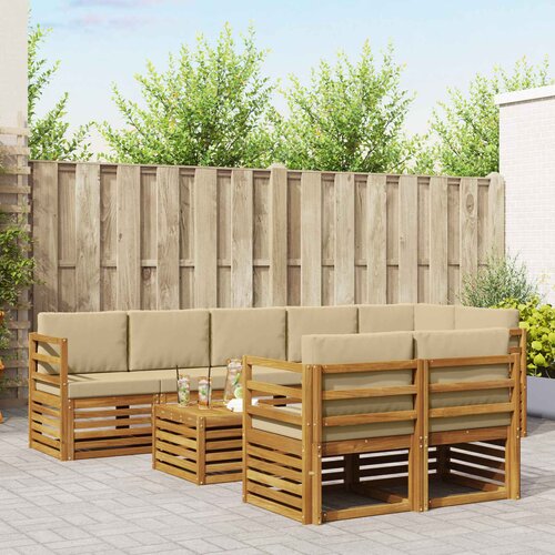  Setovi sofa s jastukom 9 pcs Prirodna i bež Čvrsto drvo akacije Cijene