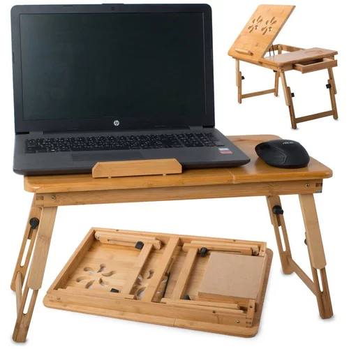  Sklopivi univerzalni stol za prijenosno računalo od bambusa + ladica
