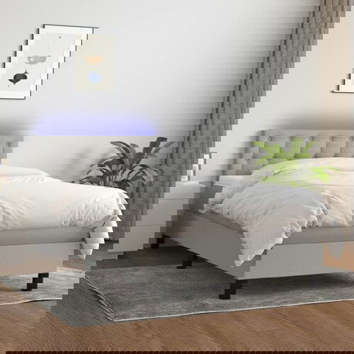 The Living Store Box spring postelja z vzmetnico LED sv. siva 100x200 cm blago - Box Spring Postelja, (21517673) Slike