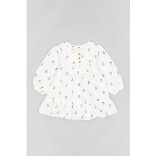 Zippy Dječja pamučna haljina boja: bijela, mini, širi se prema dolje