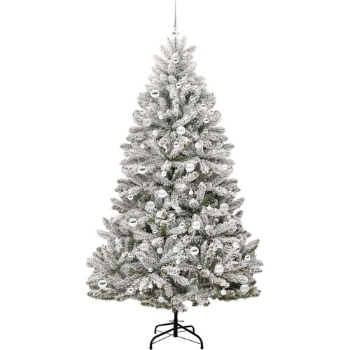 VidaXL Umjetno božićno drvce Zelena i bijela 210 cm PVC i metal Slike