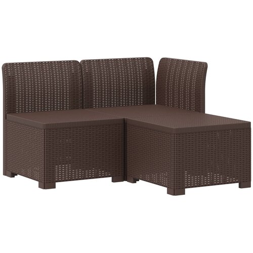  Dvosjedni vrtni sofa s jastucima u ratan izgledu PP Smeđa Slike
