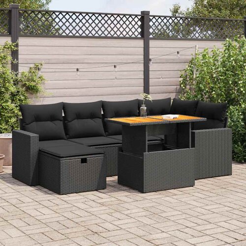 VidaXL 8-dijelni set vrtnih sofa od poliratana s jastucima crni bagrem Slike