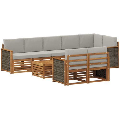  Set vanjskih sofa 8 kom. Prirodna i svjetlosiva Slike