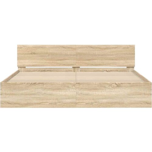  Okvir kreveta s uzglavljem boja hrasta 160 x 200 cm Slike