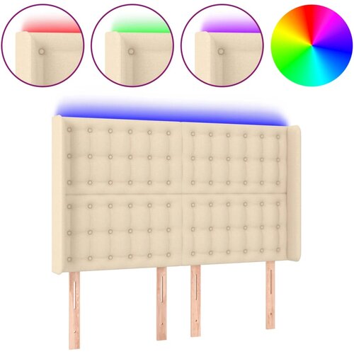 VidaXL LED posteljno vzglavje krem 147x16x118/128 cm blago, (20932574) Slike