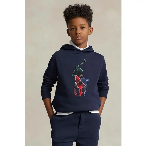 Polo Ralph Lauren Otroški pulover mornarsko modra barva, s kapuco