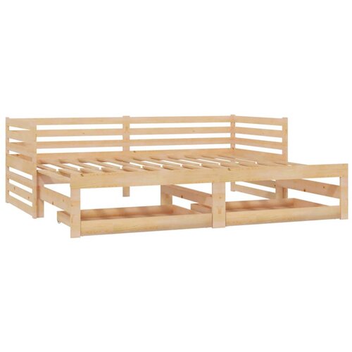VidaXL Izvlečna dnevna postelja 2x(90x200) cm trdna borovina, (20606204) Slike
