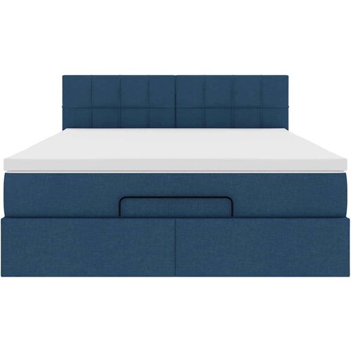 VidaXL otomanski okvir kreveta s madracem plavi 140x200cm od tkanine Slike