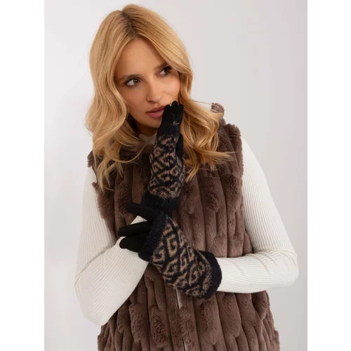 Fashion Hunters Black warm gloves with patterns