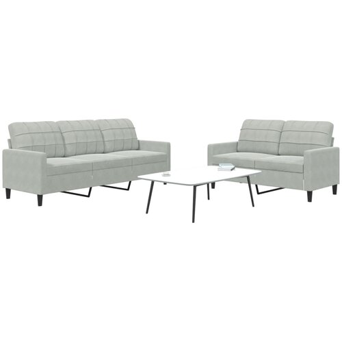 vidaXL 2-dijelni set sofa s jastucima svjetlosivi bar&scaron;unasti Cijene