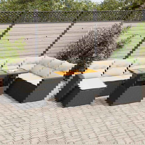 vidaXL 9-dijelni set vrtnih sofa s jastucima crni od poliratana Cijene