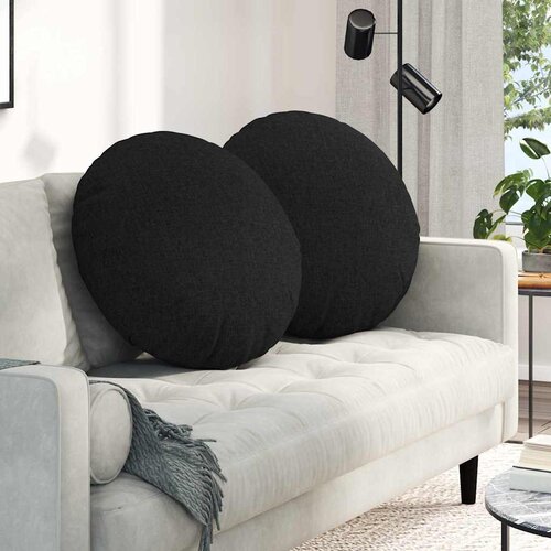 vidaXL Sedežne blazine 2 pcs Črna &Oslash;60 x 21 cm blago Cene