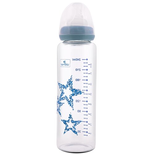 Lorelli STAKLENA FLASICA 240ml SA ANTI-COLIC CUCLOM - BLUE STARS Cene