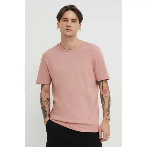 Hugo Pamučna majica za muškarce, boja: ružičasta, bez uzorka