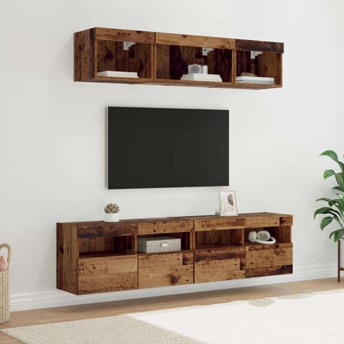 TV stenske enote z LED 5 pcs Star les 80 x 30 x 40 cm Konstruiran les, (5000132539) Cene