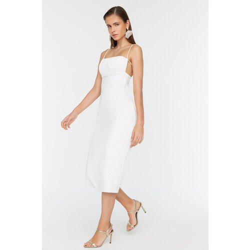 Trendyol Bridal Ecru Collar Detailed Woven Evening Dress Cene