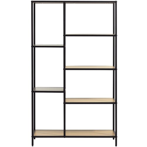 Unique Furniture Crna/u prirodnoj boji biblioteka u dekoru hrasta 80x146x35 cm Altino – Cijene