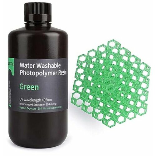 Elegoo water washable resin 1000g clear green Slike