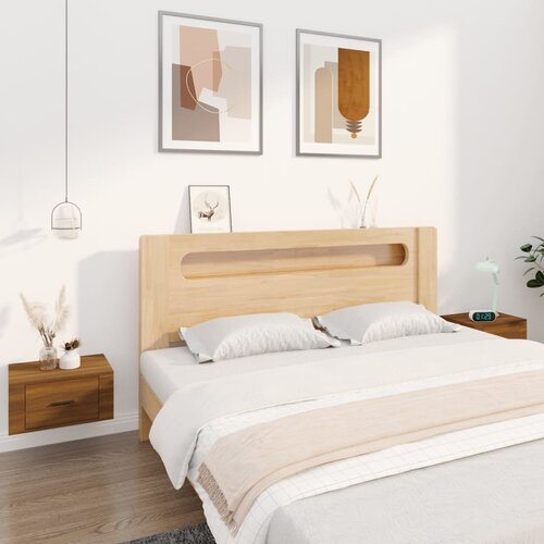  Zidni noćni ormarići 2 kom smeđa boja hrasta 50x36x25 cm Slike