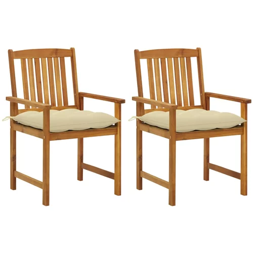  Redateljske stolice s jastucima 2 kom od masivnog drva bagrema