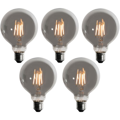 LUEDD Komplet 5 E27 zatemljiva LED žarnica dimljena G95 5W 450lm 1900K Cene