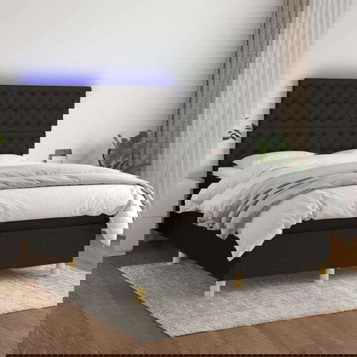  Krevet box spring s madracem LED crni 140x200 cm od tkanine Slike