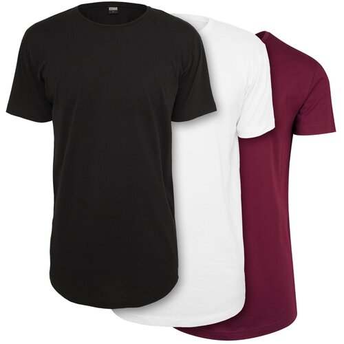 Urban Classics men&amp;#039;s t-shirts shaped long tee 3-Pack black+white+burgundy Slike