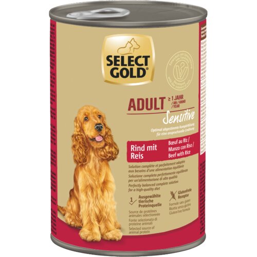 Select Gold Sensitive Adult govedina z rižem 400g konzerva Cene