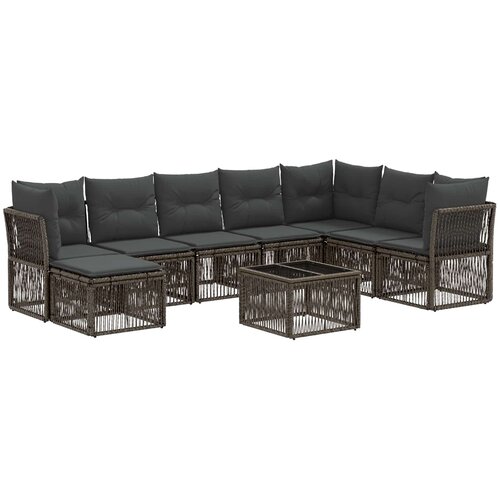 vidaXL Vrtna sedežna garnitura 9 pcs Siva poli ratan, (5000269233) Cene