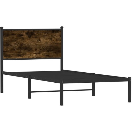 vidaXL posteljni okvir z vzglavjem dimljeni hrast 90x200 cm, (21322223) Cene